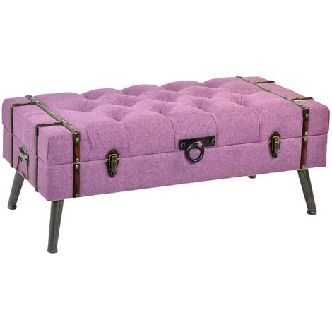 Banquette Coffre en métal et MDF coloris fuchsia - Longueur 102 x Profondeur 42 x Hauteur 40,5 cm -PEGANE- (1/4)