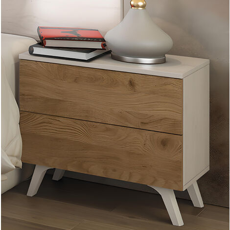 Table de chevet, table de nuit coloris andersen, blanc - Longueur 52 x Profondeur 34,80 x Hauteur 50 cm -PEGANE- (1/3)