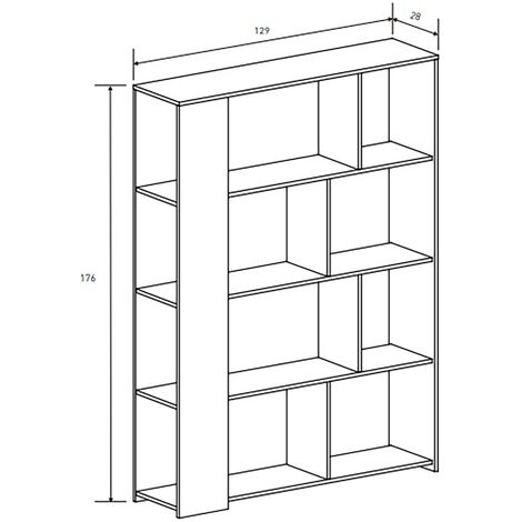 Etagère coloris blanc - Longueur 129 x profondeur 28 x hauteur 176 cm -PEGANE-
