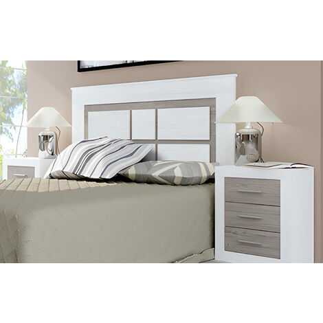 Ensemble de tête de lit + 2 chevets coloris Pin andersen, pin Gris -PEGANE-