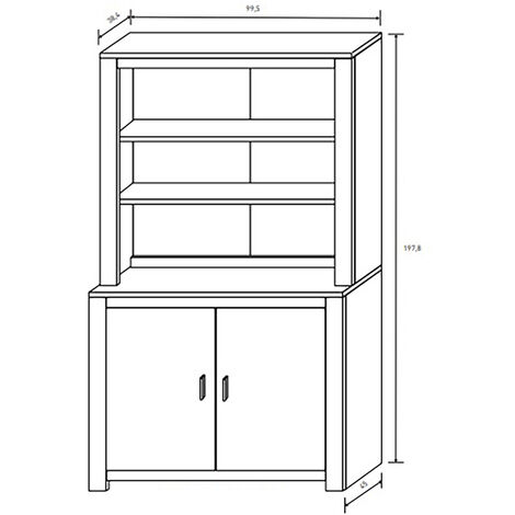 Bibliothèque, meuble de rangement coloris chêne truffé, blanc vieilli - Longueur 99,5 x profondeur 38,4 x hauteur 197,8 cm -PEGANE-