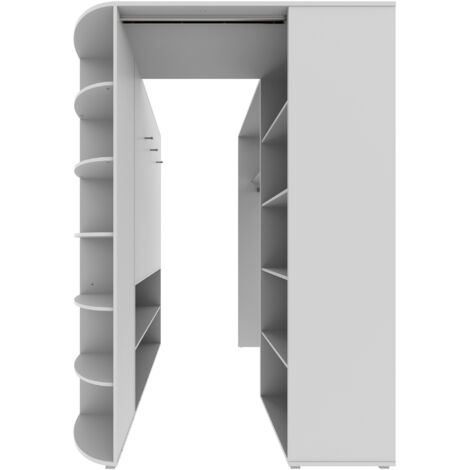 Armoire Miroir Prego 30x191x37 Cm - Façade Miroir, 5 étagères, Blanc Brillant - Pour Entrée, Dressing
