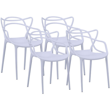 Pegane – Lot de 4 chaises papillon en polypropylène blanc – Dimensions 55 x 55 x 83 cm – Conception élégante et empilable – Pour espaces modernes