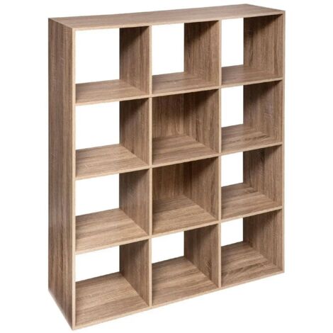 Bibliothèque, étagère en panneaux de particules aggloméré avec 12 niches - Longueur 101 x Profondeur 32 x Hauteur 134 cm (1/3)