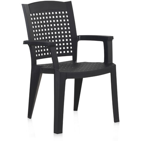 Lot de 20 chaises de jardin empilables en résine coloris Gris - Longueur 59 x Profondeur 60 x Hauteur 87 cm (1/3)