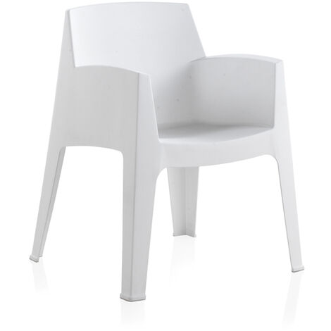 Lot de 12 chaises de jardin empilables en résine coloris Blanc - Longueur 67 x Profondeur 60 x Hauteur 82 cm -PEGANE- (1/4)