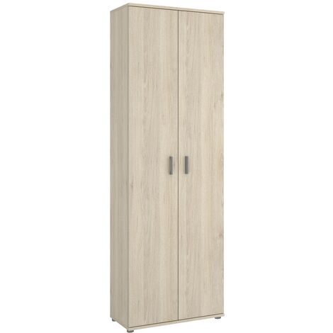 Armoire en panneaux de particules mélaminés coloris chêne naturel - Longueur 60.9 x Profondeur 35.3 x Hauteur 190.2 cm -PEGANE-