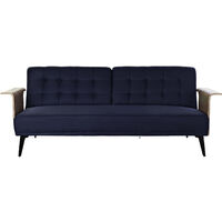 Canapé de salon convertible en polyester bleu foncé et métal, bois - longueur 203 x profondeur 87 x hauteur 81 cm