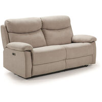 Pegane – Ensemble canapé 3 places relax électrique + canapé 2 places fixe – Tissu waterproof crème – Dimensions canapé 3 places : L 190 x P 90 x H 103 cm