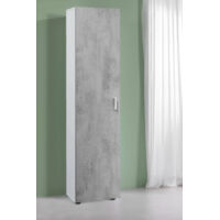Armoire colonne de salle de bain 1 porte – Gris ciment – 37x41x182 cm – 3 étagères réglables – Panneau aggloméré mélaminé 15mm – Habitdesign - 37x182h