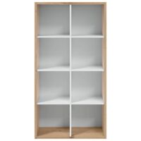 CALICOSY - Étagère bicolore 8 casiers décor blanc et chêne noueux - L72 cm