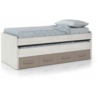Lit gigogne pour enfants 90x190 cm – Blanc Alpes avec tiroirs – Matériaux mélaminés – Montage facile et compact – Habitdesign