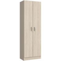 Armoire polyvalente avec deux portes battantes et trois étagères réglables, couleur chêne,59 x 37 x h180 cm