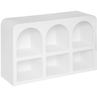 Meuble Etagère, bibliothèque avec 6 niches en bois coloris blanc - Longueur 110 x Profondeur 35 x Hauteur 71,5 cm -PEGANE-