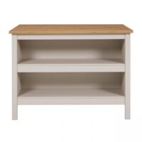 Ilot de cuisine meuble de rangement avec 2 étagères ouvertes amovibles et place pour tabourets, coloris Cachemire/Chêne Artisan - Longueur 124 x Profondeur 75 x Hauteur 91,5 cm