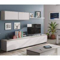 Hogar24 – Meuble TV moderne 200x41x43 cm – 4 portes – Élément mural 105x35x29 cm – Étagère 95x21x3 cm – Panneau mélaminé résistant aux chocs - TV 200 X