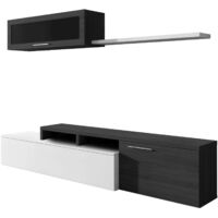 Meuble TV mural 200 cm blanc/gris