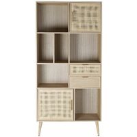 Etagère en bois de MDF et paulownia coloris naturel - Longueur 90 x profondeur 37 x hauteur 189 cm - PEGANE -