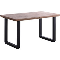 Table Ă manger rectangulaire extensible en bois coloris chĂŞne miel pieds noir - longueur 140-220 x profondeur 80 x hauteur 77 cm - PEGANE-