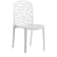 Pegane – Lot de 6 chaises de salle à manger en résine blanche – Conception ergonomique – Résistantes aux intempéries – Dimensions 47x50x87 cm
