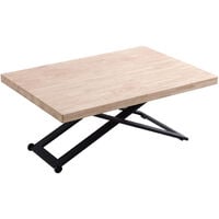 Table basse relevable de salon en bois de chêne naturel avec pieds en métal noir-Longueur 120 x Profondeur 80 x Hauteur 49-76 cm -PEGANE-