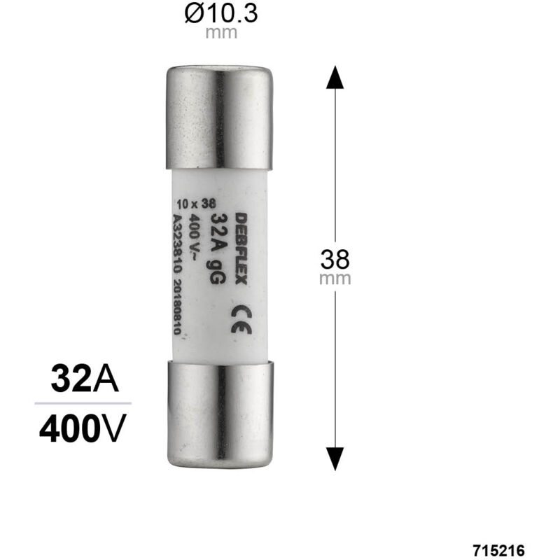 Lot 3 Fusibles Céramique 10,3x38 Mm - 32A - Certifié NF