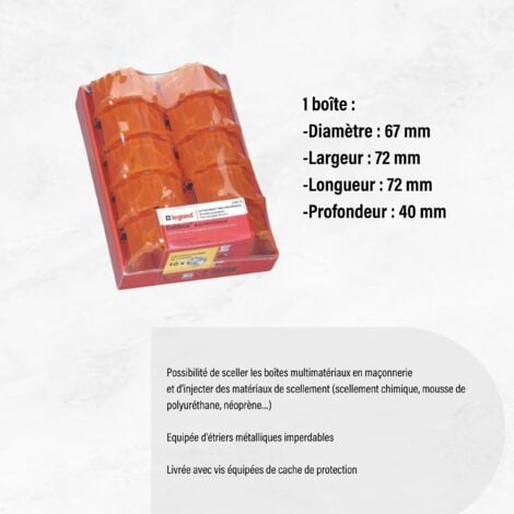 Legrand - Lot de 10 boîtes à encastrer 1 poste Batibox multimatériaux