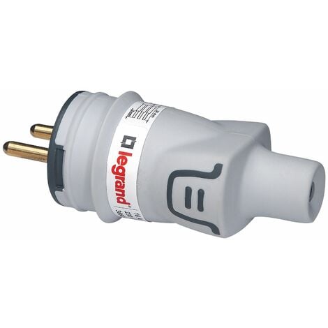 Legrand - Fiche mâle avec terre Plexo plastique IP44 - gris