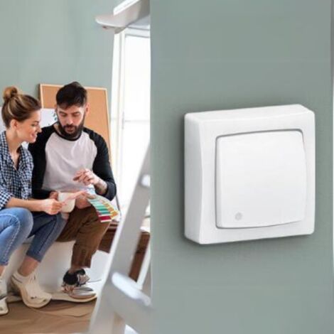Interrupteur filaire double connecté avec Neutre avec support et