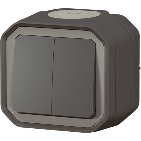 Legrand - Double interrupteur / va-et-vient ou poussoir Plexo complet saillie - anthracite