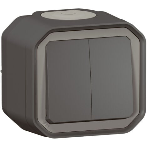 Legrand - Double interrupteur / va-et-vient ou poussoir Plexo complet saillie - anthracite