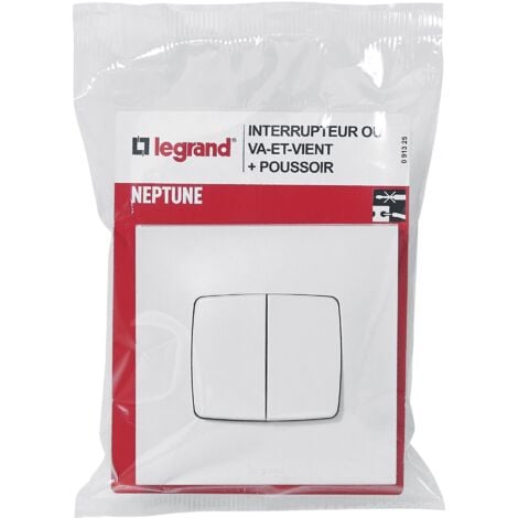 Legrand - Interrupteur ou va-et-vient + poussoir Neptune - Blanc
