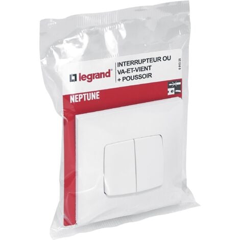 Legrand - Interrupteur ou va-et-vient + poussoir Neptune - Blanc