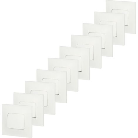 Legrand – 10 va-et-vient Neptune blanc – Poussoir complet encastré – Connexion par bornes à vis – Intensité 10A, tension 230V (1/5)