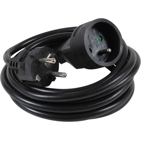 Rallonge électrique avec fiche plate 3m H05VV-F 3G1,5 noir