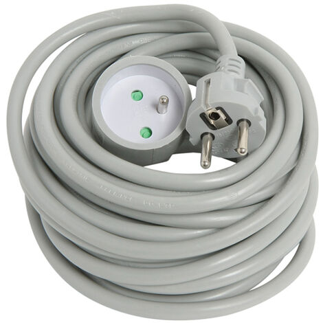 Rallonge électrique 10m H05VVF 3G1.5 2P+T 16A blanc