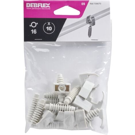 DEBFLEX - CLIPS TUBE + CHEVILLE Ø16 GRIS SACHET DE 10 - 709070