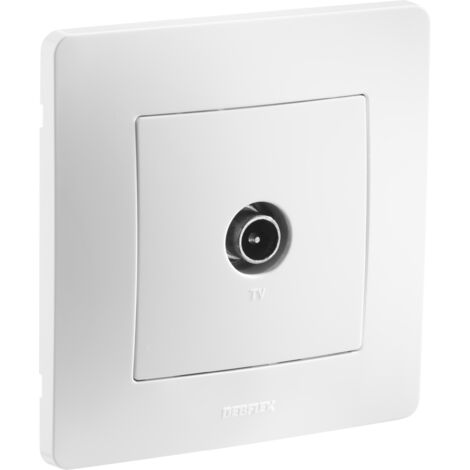DEBFLEX TV Steckdose - Weiß, Für Geräte Mit Zylindrischem Stecker, 85x85 Mm