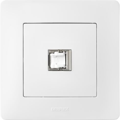 Mecanismo De Toma RJ45 Categoría 6 | DEBFLEX Casual – Cuadrado Blanco De 48 Mm, Fácil Instalación Empotrada, Incluye Tapa Y Soporte Metálico