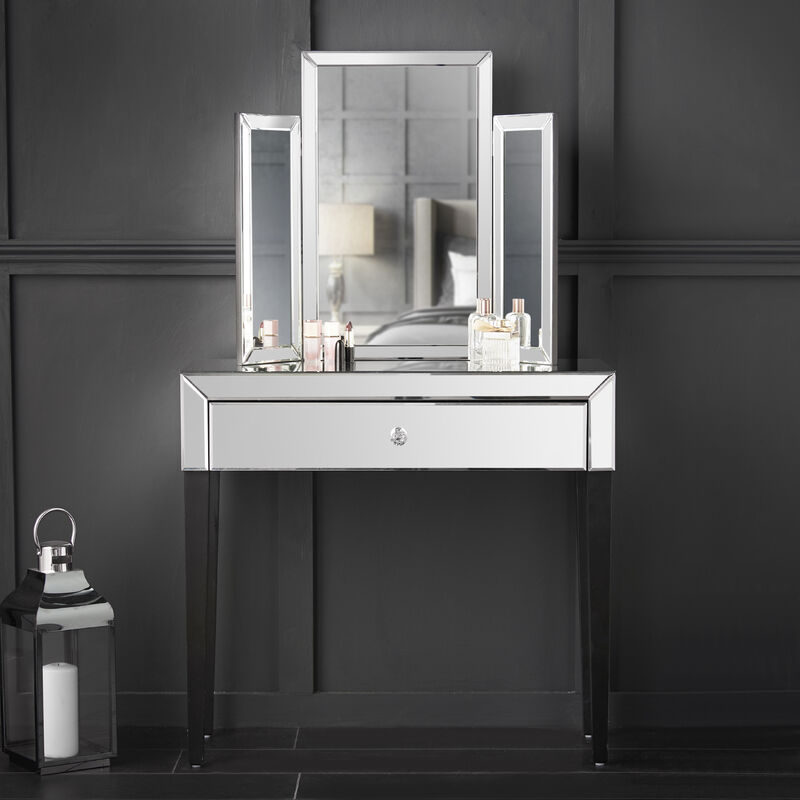 Narrow mirrored 2024 dressing table