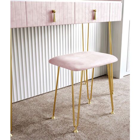 Tokyo Glow Ballerina Pink Velvet Dressing Table with Velvet Stool