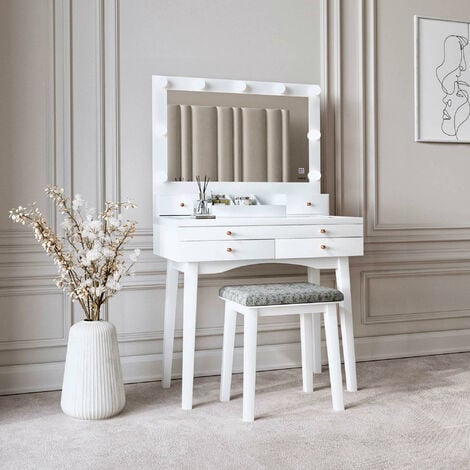 Taylor White Dressing Table With, What Is The Best Hollywood Mirror