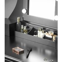 Arianna Deluxe Black Dressing Table with Hollywood LED Lights Bulbs Vanity Mirror 5 Drawers Stool For Makeup Bedroom Jewellery Set - Black