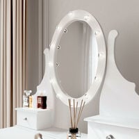 Dressing Table with Vanity Mirror LED Lights & Stool 5 Drawers Set For Bedroom Makeup Jewellery Storage - White