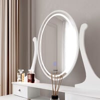 Luna x Renee Dressing Table with Round LED Mirror Jewellery Cabinet LED Mirror Makeup Storage White Set