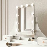 Arianna Deluxe x Nikita Set White Dressing Table with Hollywood bulbs Mirror Jewellery Cabinet Makeup Storage - White