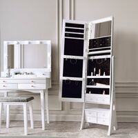 Taylor x Nikita White Hollywood Mirror Dressing Table and Mirror Jewellery Cabinet Set - White