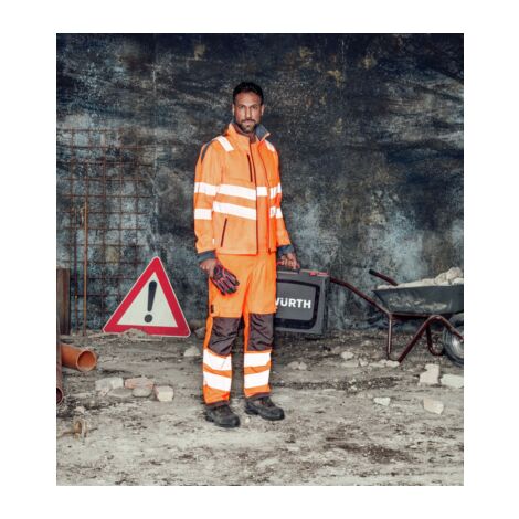 & reflektierende – Softshelljacke hochwertige in - - orange Neon WÜRTH Größe Arbeitsjacke XS Warnschutz MODYF Herren anthrazit