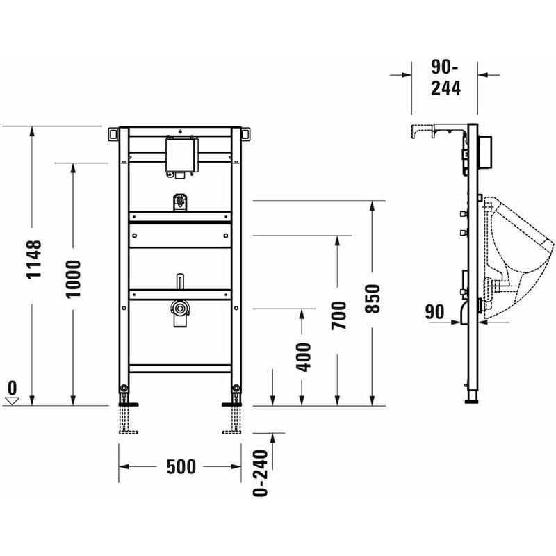 Duravit DuraSystem - Modulo di installazione per urinale, 115 cm, per  comandi di risciacquo a pressione ad incasso WD3004000000