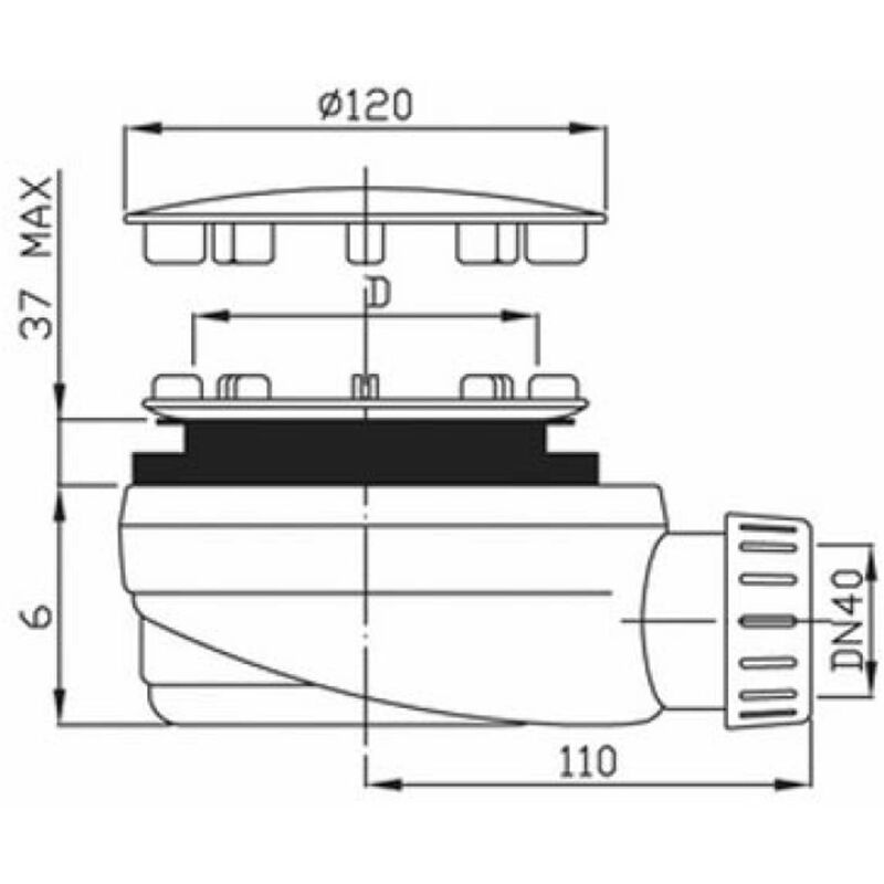 Sifone doccia ribassato diametro 60 mm Geberit art.150.689.21.1